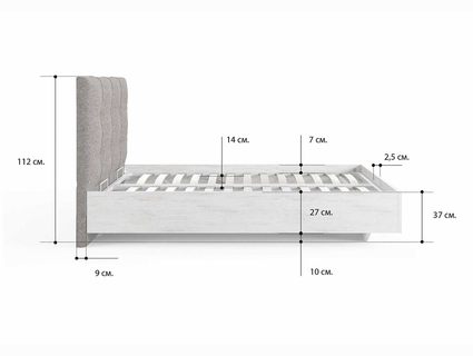 Кровать Сонум Victoria Ясмунд + Кашемир Бежевый (с подъемным механизмом) 90х200